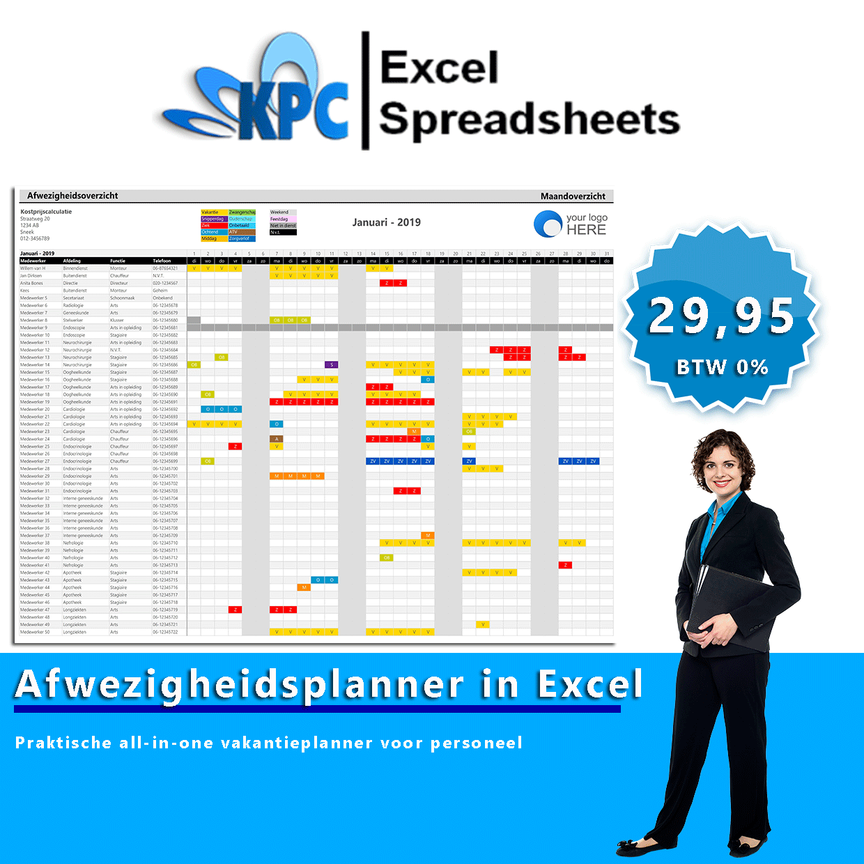 Afwezigheidsplanner in Excel