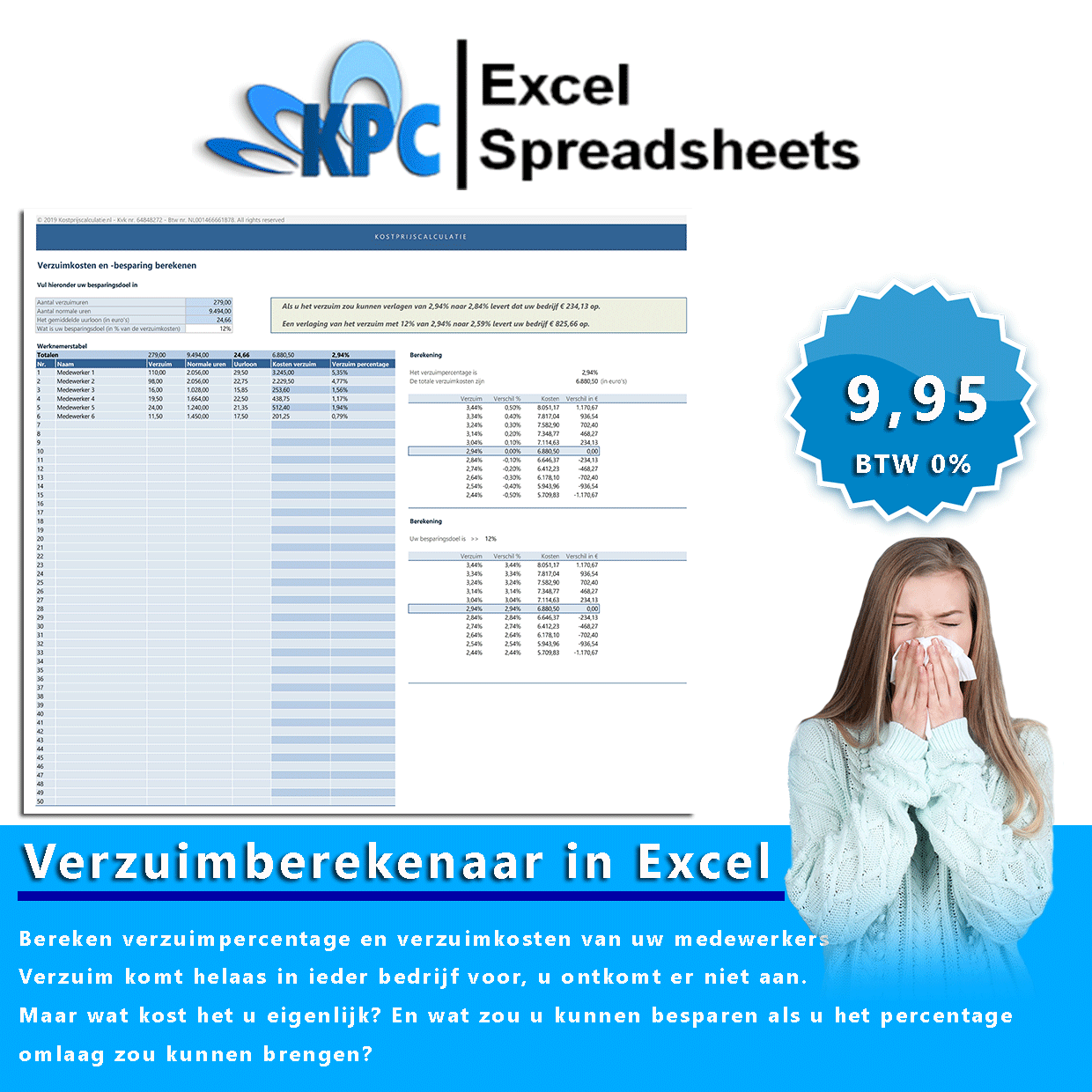 Verzuim berekenen in Excel