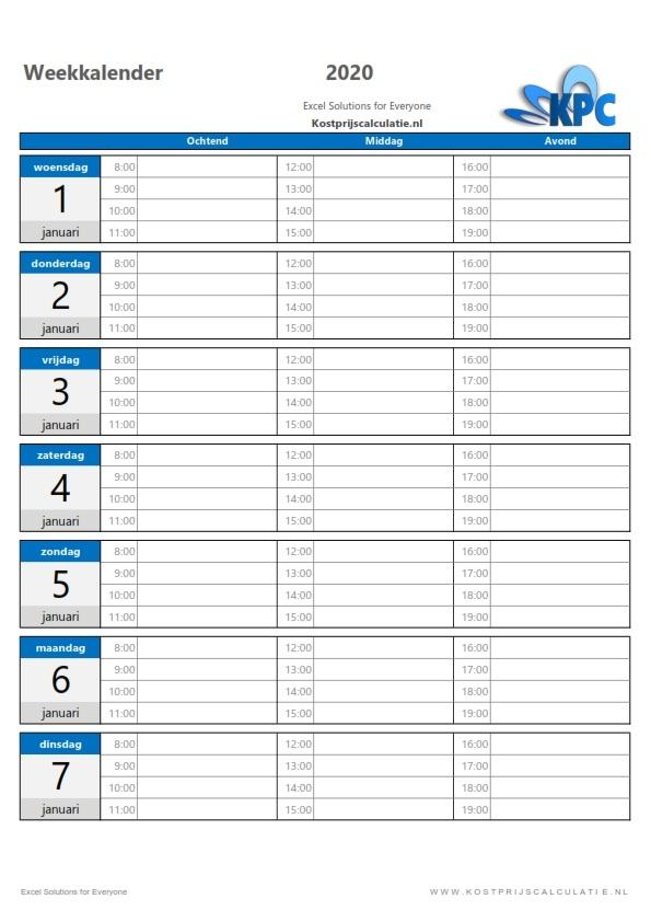 Weekkalender in Excel-blauw-3