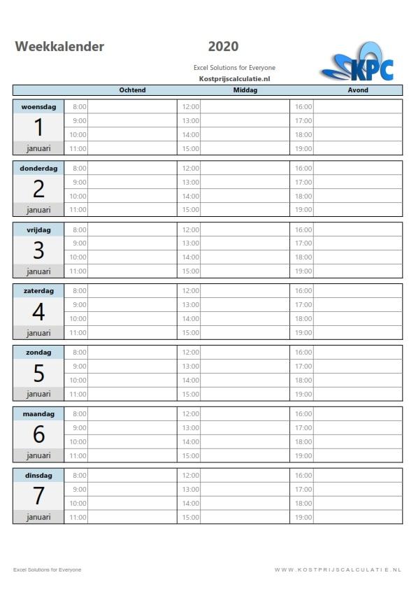 Weekkalender in Excel-licht-blauw-3