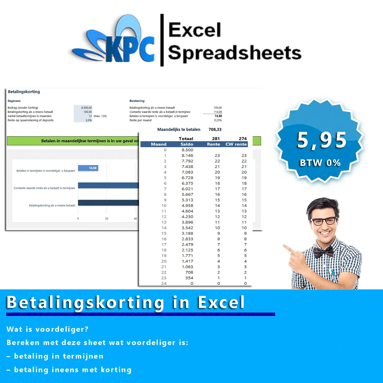 Betalingskorting berekenen in Excel