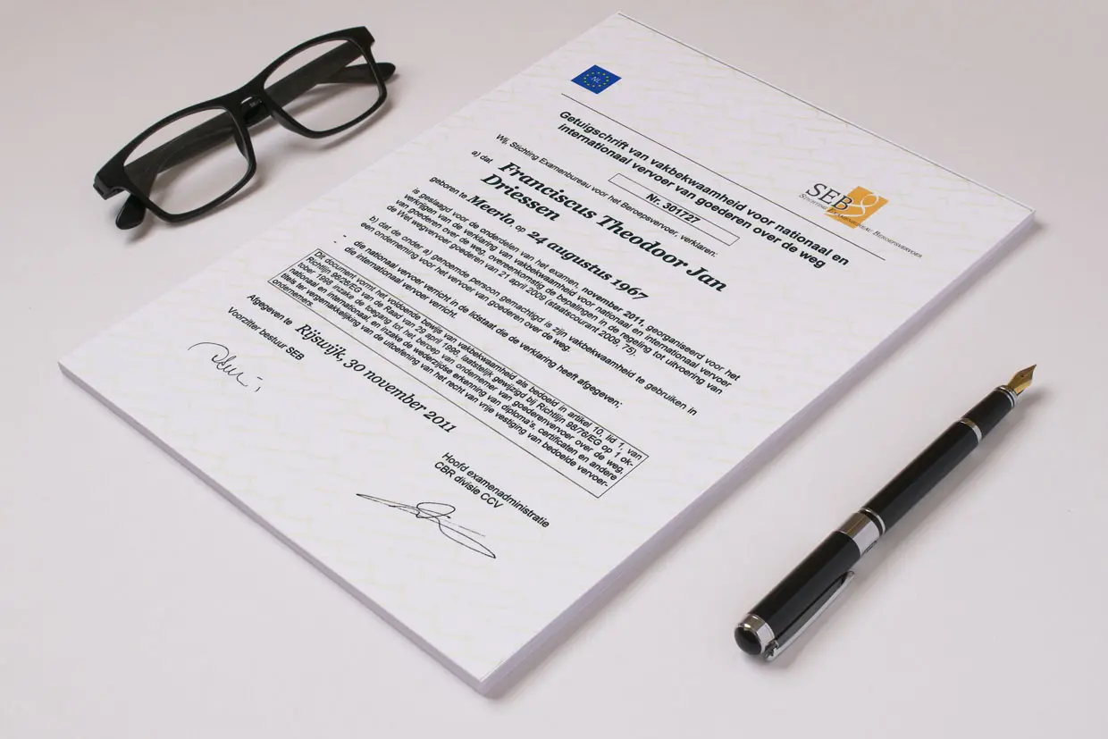 Vakdiploma transportondernemer